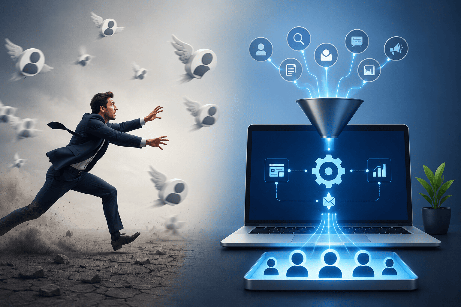 Business professional presenting digital marketing strategy