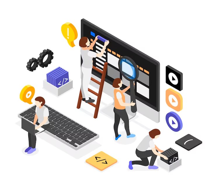 Digital marketing strategy isometric illustration